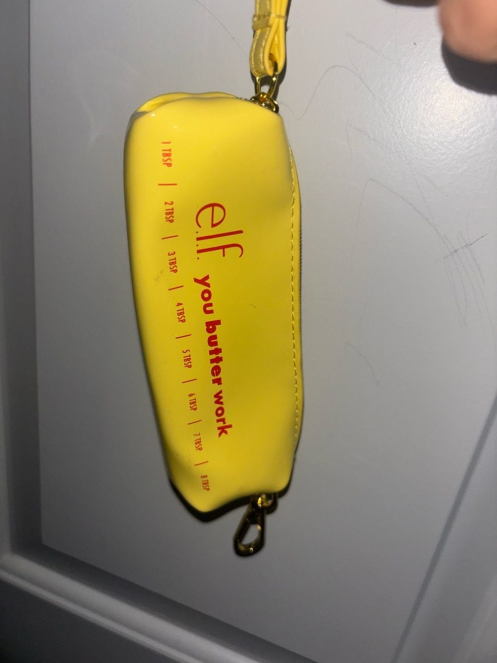 ELF Yellow 'you butter work’ Cosmetic lip Pouch